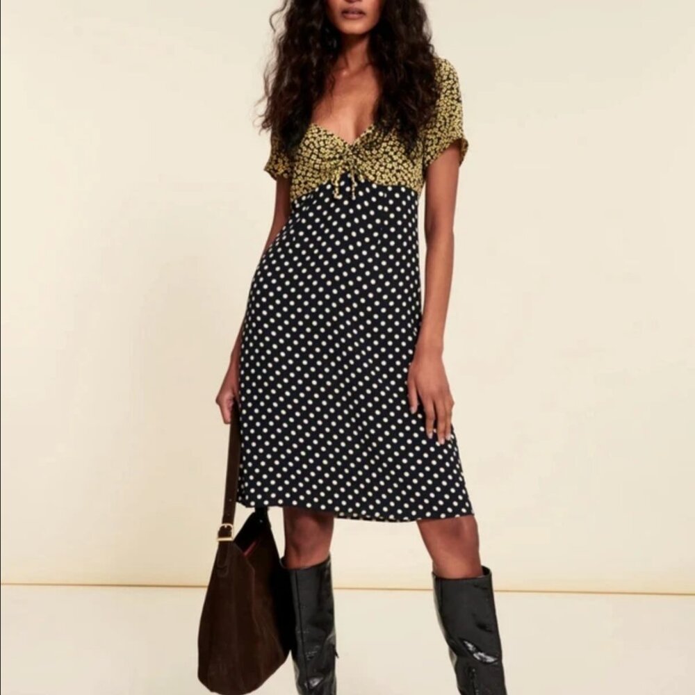 Rouje Floral and Polka Dot Dress Size 44